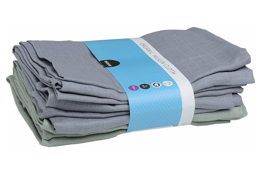 Mininor Organic Muslin Cloth | Grey Seal/Willow Green | 6 Pieces Mininor Organic Muslin Cloth | Grey Seal/Willow Green | 6 Pieces