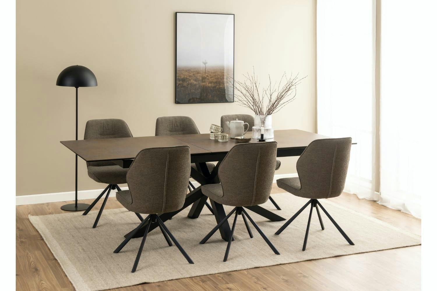 Harlie Rectangular Extendable Dining Table | Rust Brown