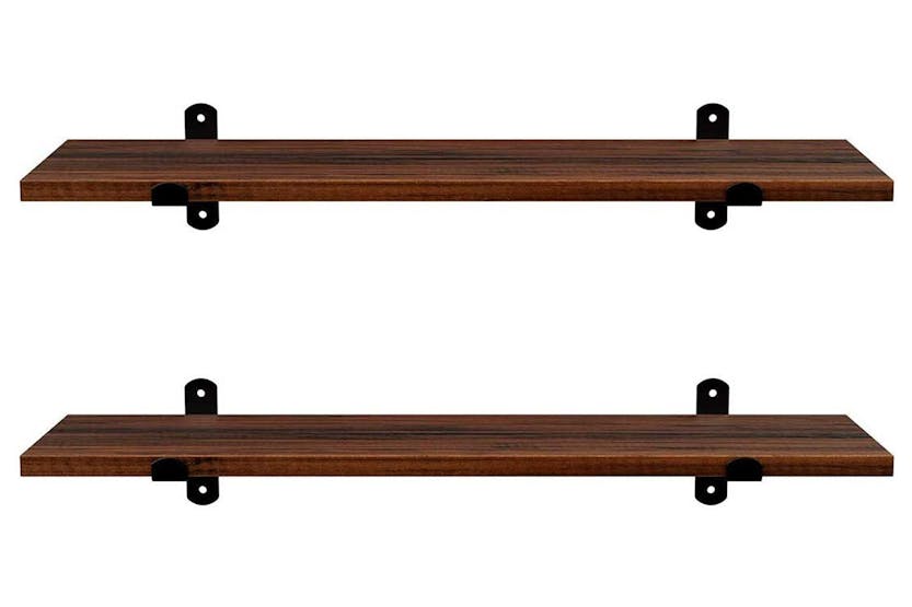 Songmics Wall Mounted Floating Shelves | Brown Board, Black Frame Songmics Wall Mounted Floating Shelves | Brown Board, Black Frame