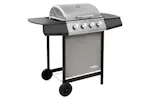 vidaXL 3053624 Gas Bbq Grill With 4 Burners Black And Silver vidaXL 3053624 Gas Bbq Grill With 4 Burners Black And Silver