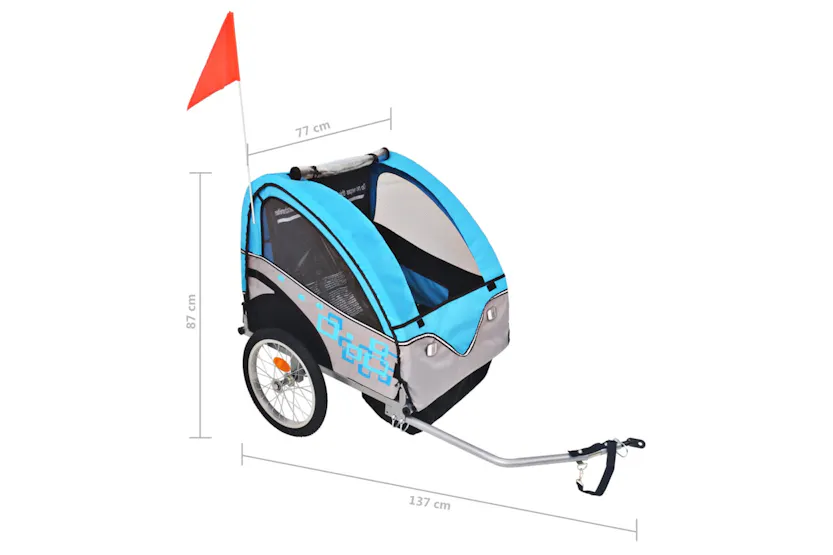 vidaXL Bike Trailer Grey And Blue 30 Kg vidaXL Bike Trailer Grey And Blue 30 Kg