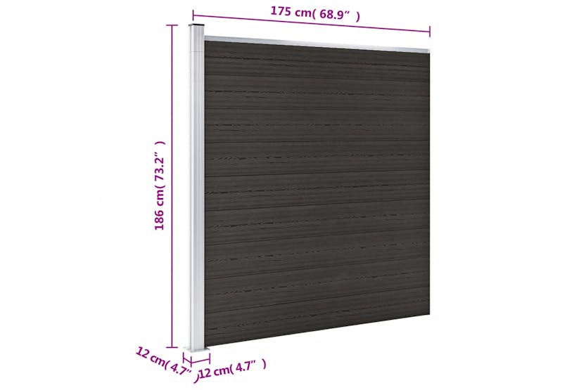 vidaXL Fence Panel Wpc 175x186cm Black vidaXL Fence Panel Wpc 175x186cm Black
