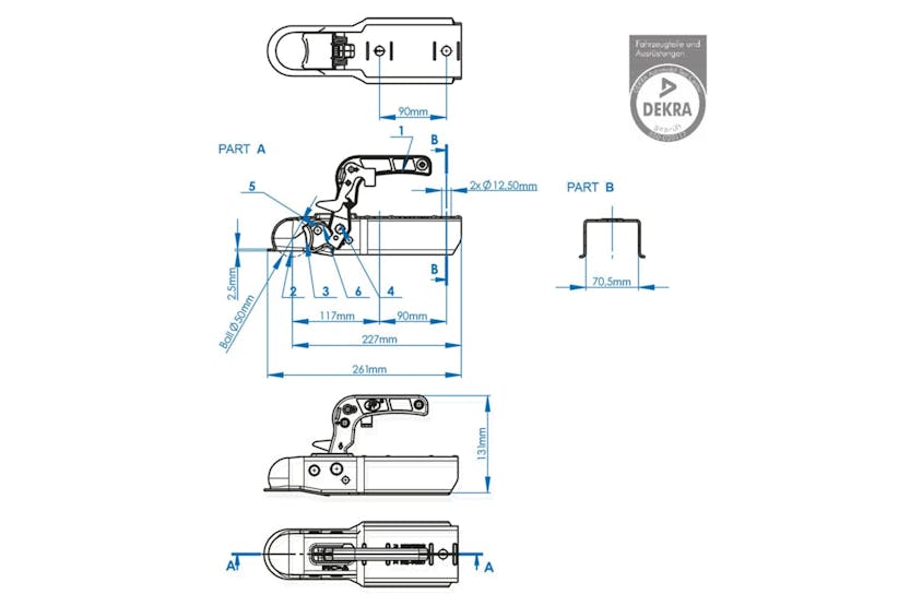 Proplus Ball Coupling Square 70 Mm 341005 Proplus Ball Coupling Square 70 Mm 341005