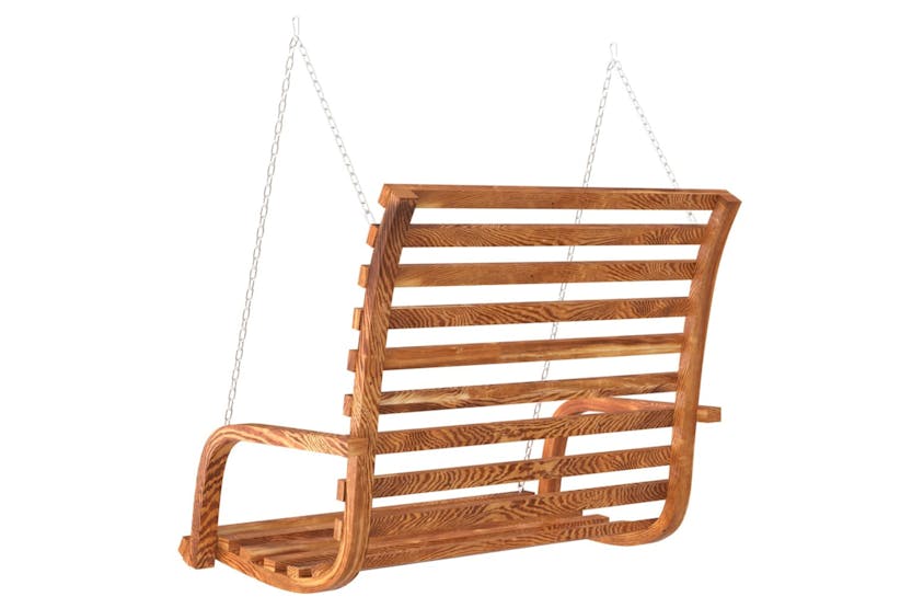 vidaXL Swing Bench Solid Bent Wood With Teak Finish 126x63x92cm vidaXL Swing Bench Solid Bent Wood With Teak Finish 126x63x92cm