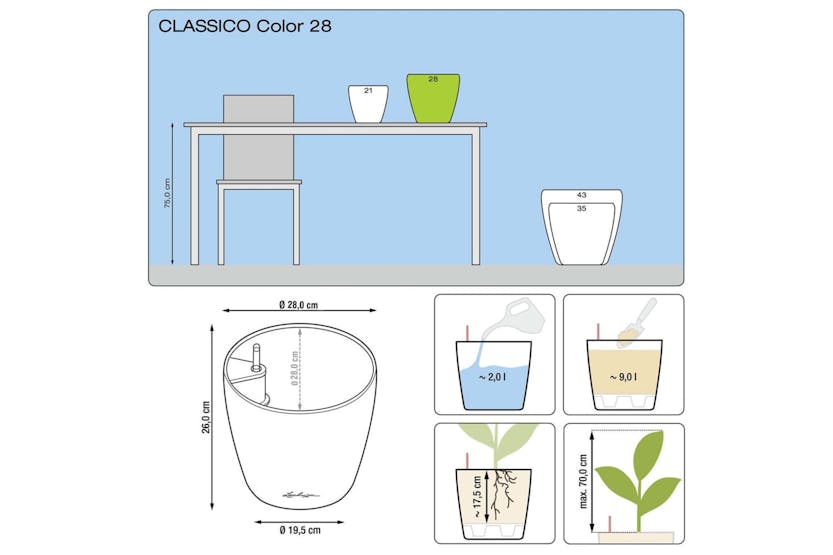 Lechuza Planter Classico Color 28 All-in-one Slate 13204 Lechuza Planter Classico Color 28 All-in-one Slate 13204