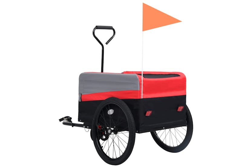 vidaXL 2-in-1 Xxl Pet Bike Trailer & Trolley Red Grey And Black vidaXL 2-in-1 Xxl Pet Bike Trailer & Trolley Red Grey And Black