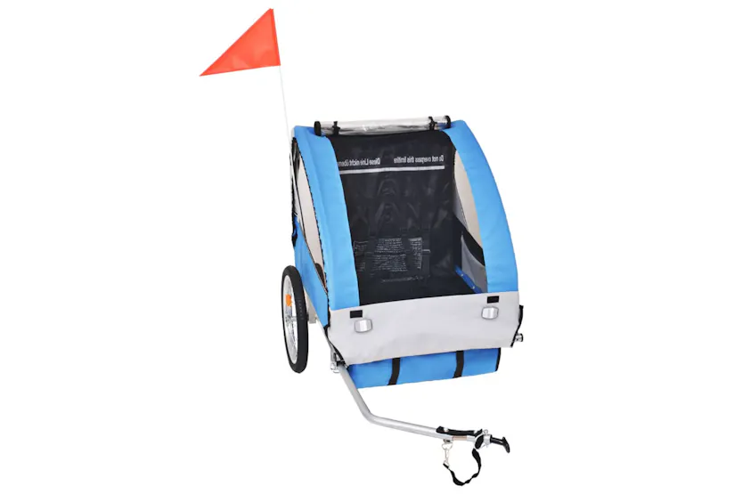 vidaXL Bike Trailer Grey And Blue 30 Kg vidaXL Bike Trailer Grey And Blue 30 Kg
