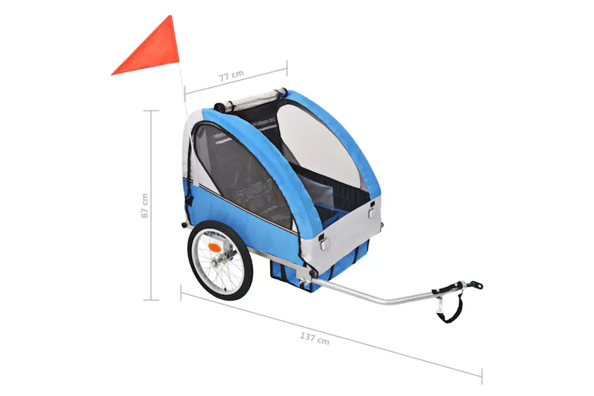 vidaXL Bike Trailer Grey And Blue 30 Kg vidaXL Bike Trailer Grey And Blue 30 Kg