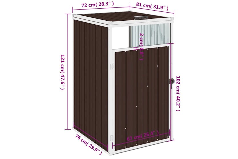 vidaXL Garbage Bin Shed Brown 72x81x121cm Steel vidaXL Garbage Bin Shed Brown 72x81x121cm Steel