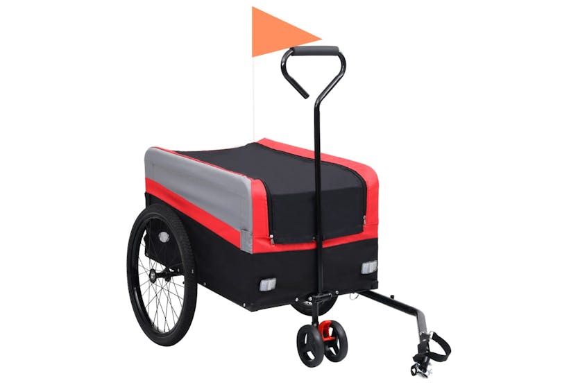 vidaXL 2-in-1 Xxl Pet Bike Trailer & Trolley Red Grey And Black vidaXL 2-in-1 Xxl Pet Bike Trailer & Trolley Red Grey And Black