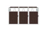 vidaXL Triple Garbage Bin Shed Brown 213x81x121cm Steel vidaXL Triple Garbage Bin Shed Brown 213x81x121cm Steel