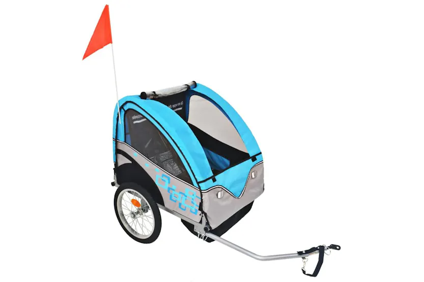 vidaXL Bike Trailer Grey And Blue 30 Kg vidaXL Bike Trailer Grey And Blue 30 Kg