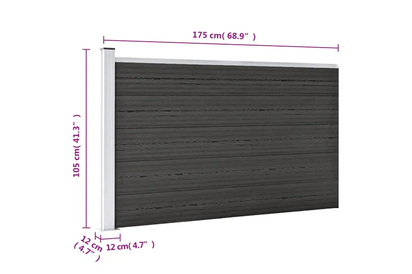 vidaXL Garden Fence Wpc 175x105cm Grey vidaXL Garden Fence Wpc 175x105cm Grey