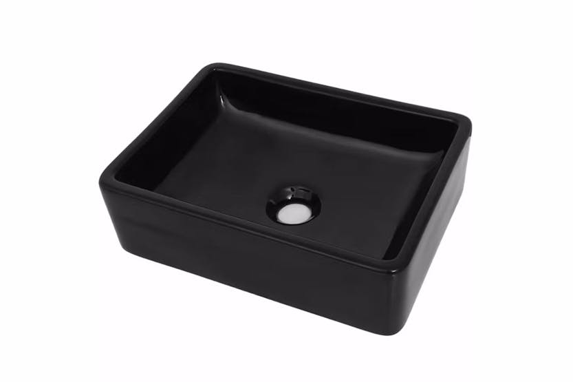 vidaXL 142734 Basin Ceramic Rectangular Black 41x30x12cm vidaXL 142734 Basin Ceramic Rectangular Black 41x30x12cm