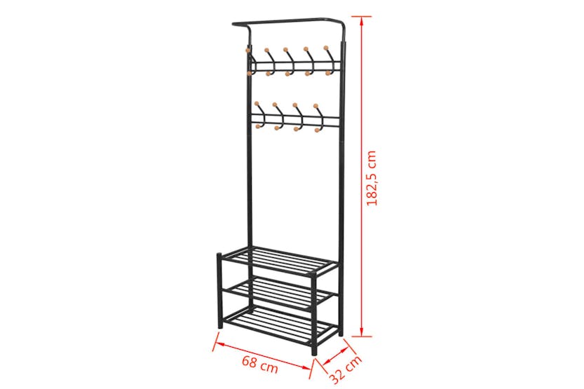 vidaXL 243726 Clothes Rack With Shoe Storage 68x32x182.5cm Black vidaXL 243726 Clothes Rack With Shoe Storage 68x32x182.5cm Black