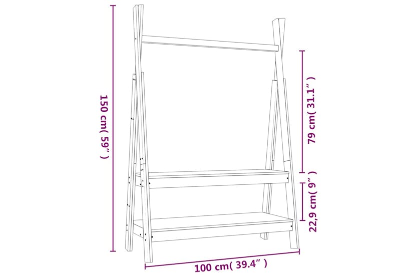 vidaXL 824992 Clothes Rack Black 100x45.5x150cm Solid Wood Pine vidaXL 824992 Clothes Rack Black 100x45.5x150cm Solid Wood Pine