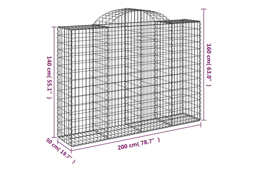vidaXL 3146369 Arched Gabion Baskets 9 Pcs 200x50x140/160cm Galvanised Iron vidaXL 3146369 Arched Gabion Baskets 9 Pcs 200x50x140/160cm Galvanised Iron
