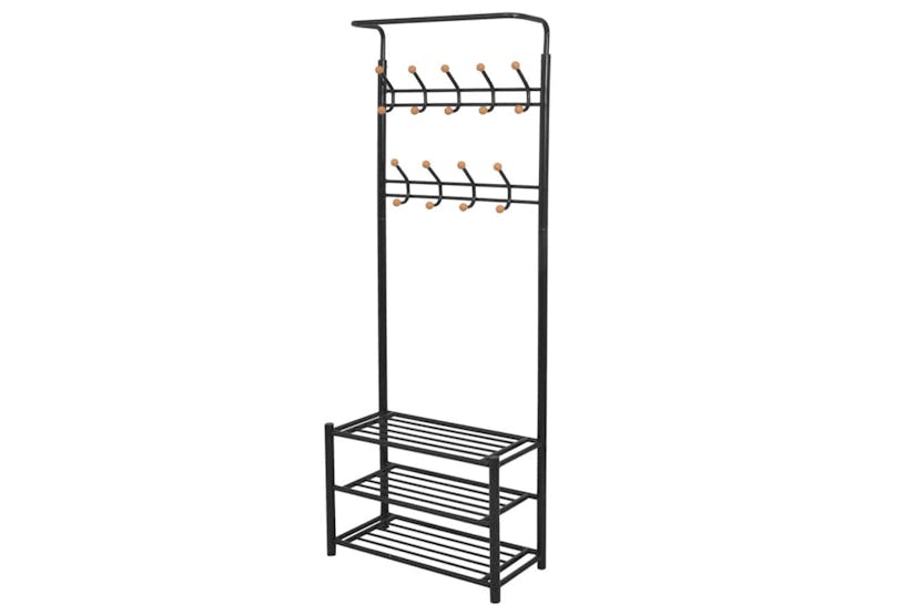 vidaXL 243726 Clothes Rack With Shoe Storage 68x32x182.5cm Black vidaXL 243726 Clothes Rack With Shoe Storage 68x32x182.5cm Black