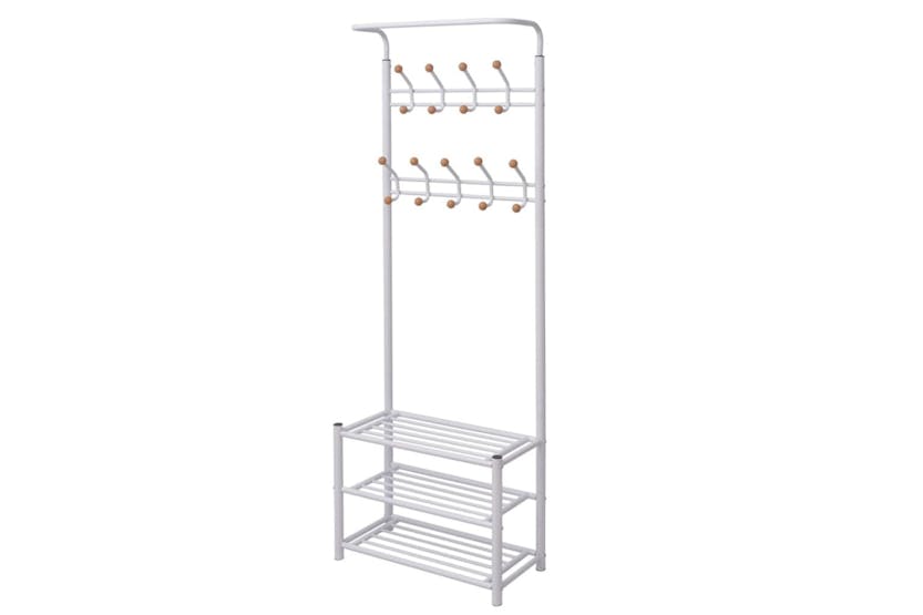 vidaXL 243727 Clothes Rack With Shoe Storage 68x32x182.5cm White vidaXL 243727 Clothes Rack With Shoe Storage 68x32x182.5cm White