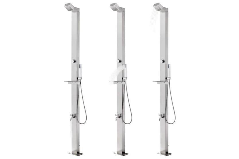 vidaXL 3070792 Garden Shower With Grey Base 225cm Stainless Steel vidaXL 3070792 Garden Shower With Grey Base 225cm Stainless Steel