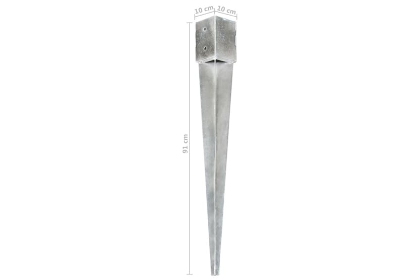 vidaXL 145424 Ground Spikes 12 Pcs Silver 10x10x91cm Galvanised Steel vidaXL 145424 Ground Spikes 12 Pcs Silver 10x10x91cm Galvanised Steel