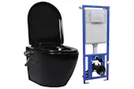 Vidaxl Wall Hung Rimless Toilet With Concealed Cistern Ceramic Black Vidaxl Wall Hung Rimless Toilet With Concealed Cistern Ceramic Black