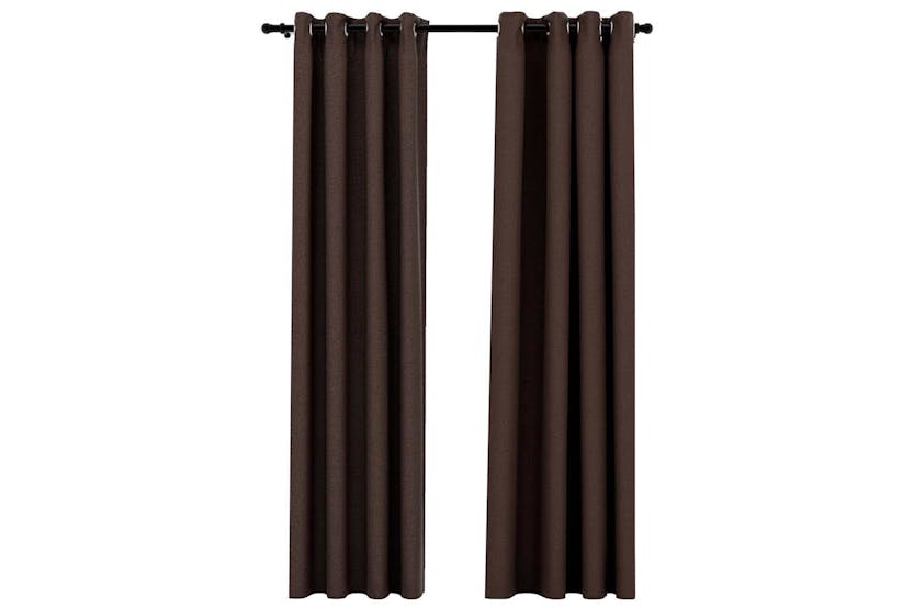Vidaxl Linen-look Blackout Curtains With Grommets 2pcs Taupe 140x245cm Vidaxl Linen-look Blackout Curtains With Grommets 2pcs Taupe 140x245cm