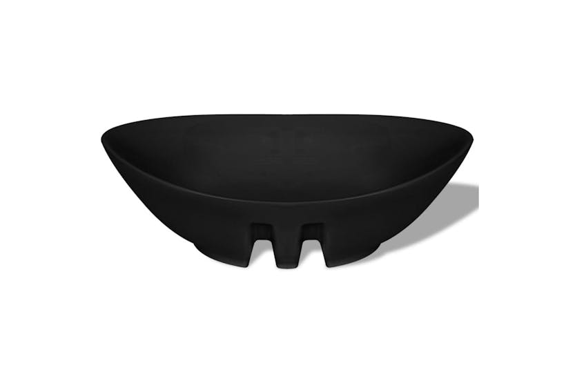 vidaXL 140680 Black Luxury Ceramic Basin Oval With Overflow 59 X 38,5cm vidaXL 140680 Black Luxury Ceramic Basin Oval With Overflow 59 X 38,5cm