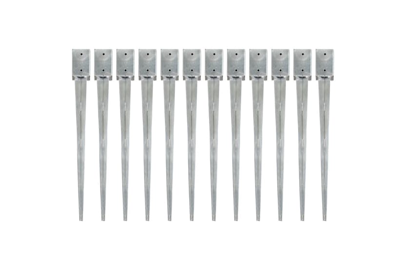 vidaXL 145418 Ground Spikes 12 Pcs Silver 9x9x90cm Galvanised Steel vidaXL 145418 Ground Spikes 12 Pcs Silver 9x9x90cm Galvanised Steel