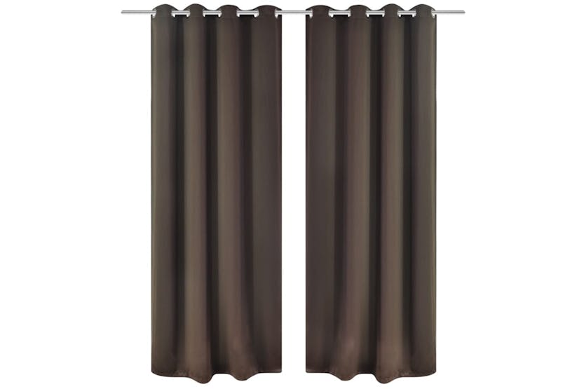 vidaXL 130371 2 Pcs Brown Blackout Curtains With Metal Rings 135 X 245cm vidaXL 130371 2 Pcs Brown Blackout Curtains With Metal Rings 135 X 245cm