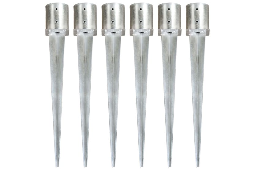 vidaXL 145434 Ground Spikes 6 Pcs Silver 12x91cm Galvanised Steel vidaXL 145434 Ground Spikes 6 Pcs Silver 12x91cm Galvanised Steel