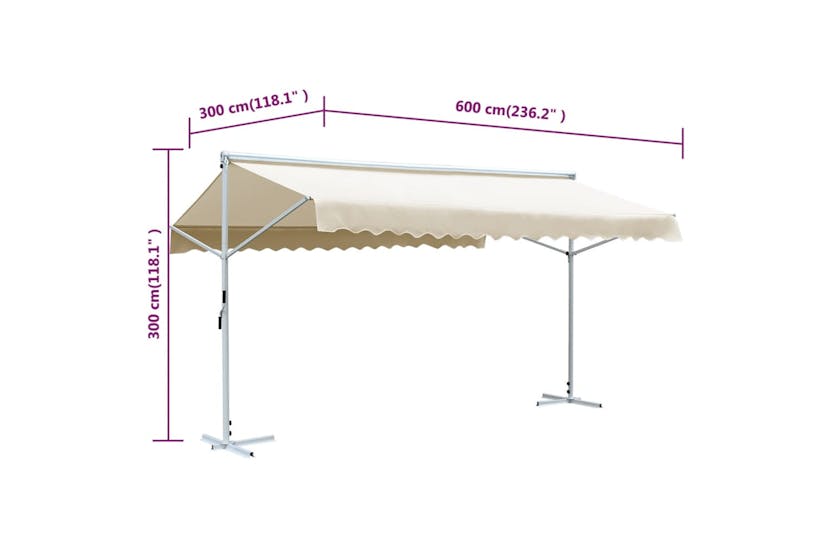 vidaXL 145884 Free Standing Awning 600x300cm Cream vidaXL 145884 Free Standing Awning 600x300cm Cream