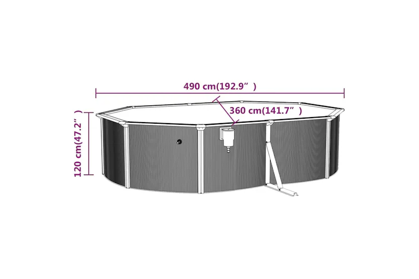 vidaXL 3098043 Swimming Pool With Safety Ladder 490x360x120cm vidaXL 3098043 Swimming Pool With Safety Ladder 490x360x120cm