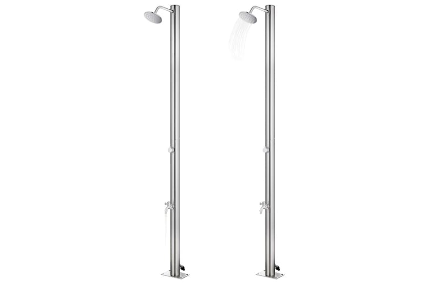 vidaXL 3070778 Garden Shower With Brown Base 220cm Stainless Steel vidaXL 3070778 Garden Shower With Brown Base 220cm Stainless Steel