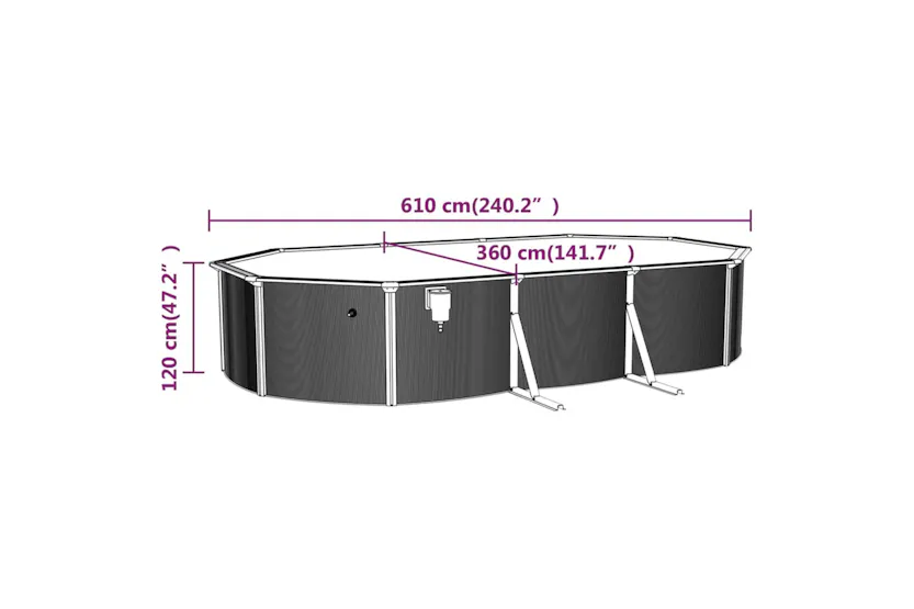 vidaXL 3098044 Swimming Pool With Safety Ladder 610x360x120cm vidaXL 3098044 Swimming Pool With Safety Ladder 610x360x120cm
