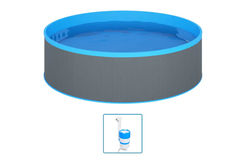 vidaXL 3070801 Splasher Pool With Hanging Skimmer And Pump 350x90cm Grey vidaXL 3070801 Splasher Pool With Hanging Skimmer And Pump 350x90cm Grey
