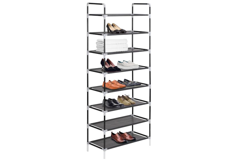 vidaXL 245629 Shoe Rack With 8 Shelves Metal And Non-woven Fabric Black vidaXL 245629 Shoe Rack With 8 Shelves Metal And Non-woven Fabric Black