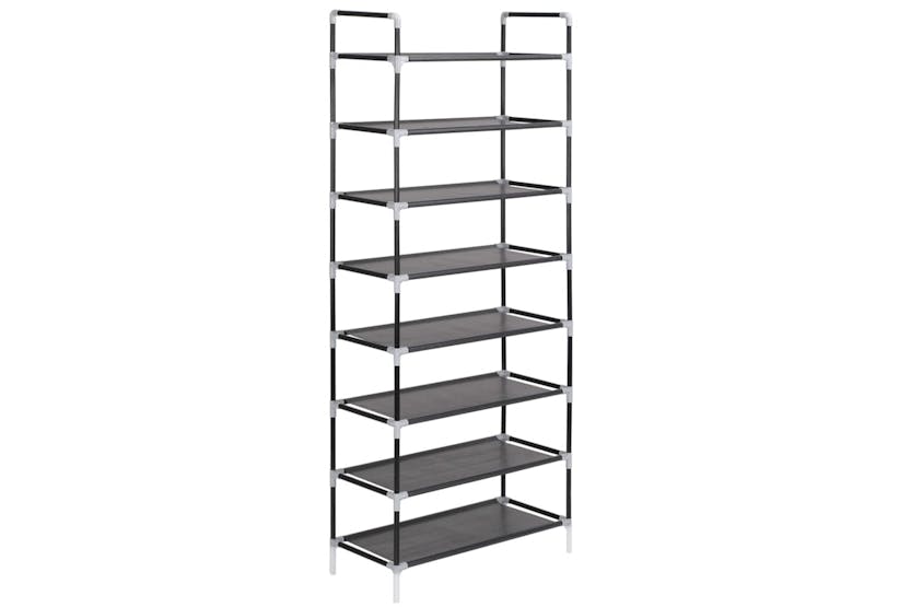 vidaXL 245629 Shoe Rack With 8 Shelves Metal And Non-woven Fabric Black vidaXL 245629 Shoe Rack With 8 Shelves Metal And Non-woven Fabric Black