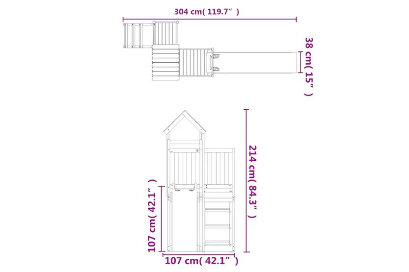vidaXL 3155830 Playhouse With Slide Impregnated Wood Pine vidaXL 3155830 Playhouse With Slide Impregnated Wood Pine