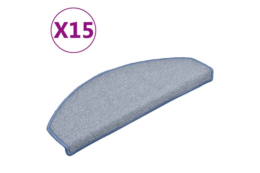 vidaXL 322375 Carpet Stair Treads 15 Pcs Light Grey And Blue 65x24x4cm vidaXL 322375 Carpet Stair Treads 15 Pcs Light Grey And Blue 65x24x4cm