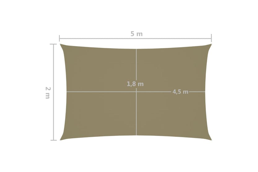 vidaXL 135149 Sunshade Sail Oxford Fabric Rectangular 2x5 M Beige vidaXL 135149 Sunshade Sail Oxford Fabric Rectangular 2x5 M Beige