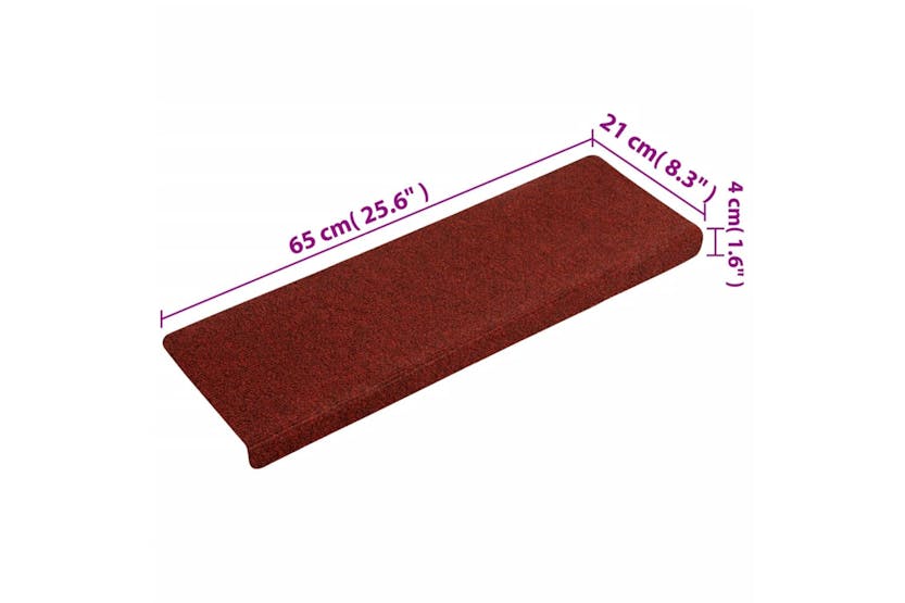 vidaXL 149731 Stair Mats 10 Pcs Bordeaux Red 65x21x4cm Needle Punch vidaXL 149731 Stair Mats 10 Pcs Bordeaux Red 65x21x4cm Needle Punch