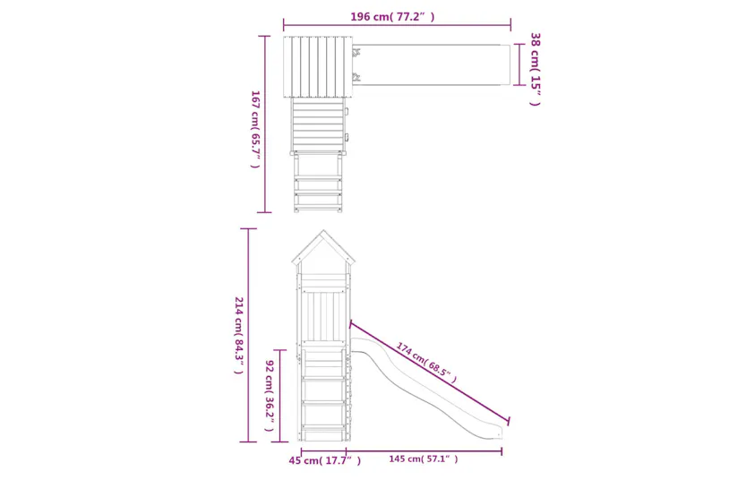 vidaXL 3155889 Playhouse With Slide Rockwall Solid Wood Douglas vidaXL 3155889 Playhouse With Slide Rockwall Solid Wood Douglas