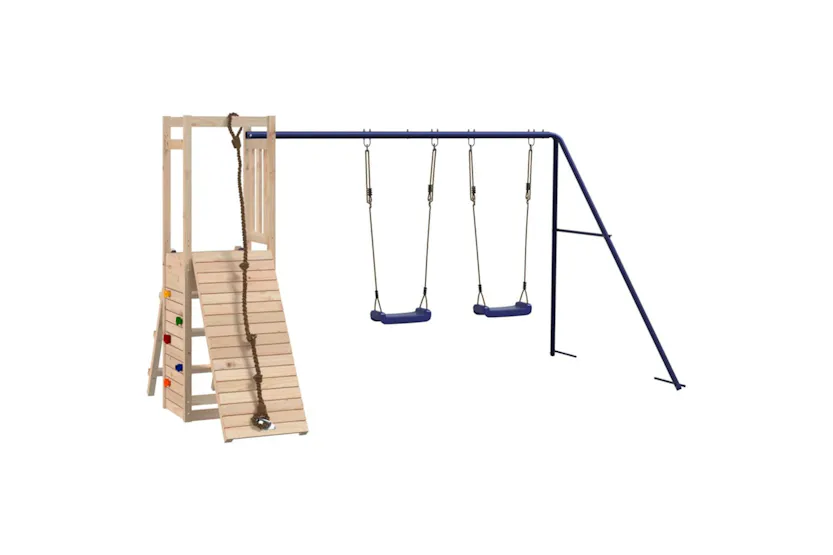 vidaXL 3155921 Playhouse With Swings Climbing Wall Solid Wood Pine vidaXL 3155921 Playhouse With Swings Climbing Wall Solid Wood Pine