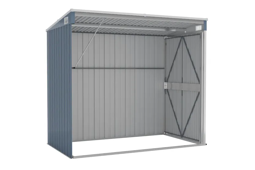 Vidaxl Wall-mounted Garden Shed Grey 118x194x178 Cm Galvanised Steel Vidaxl Wall-mounted Garden Shed Grey 118x194x178 Cm Galvanised Steel