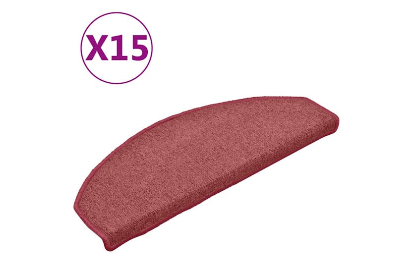 vidaXL 322373 Carpet Stair Treads 15 Pcs Red 65x24x4cm vidaXL 322373 Carpet Stair Treads 15 Pcs Red 65x24x4cm