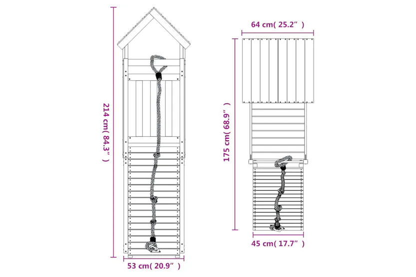 vidaXL 3155963 Playhouse With Climbing Wall Solid Wood Pine vidaXL 3155963 Playhouse With Climbing Wall Solid Wood Pine