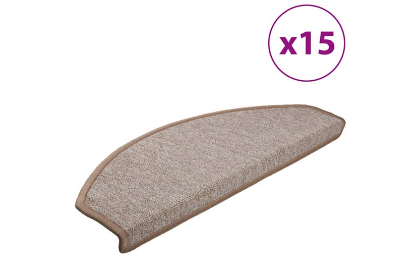 vidaXL 133886 Carpet Stair Treads 15 Pcs Light Brown 65x24x4cm vidaXL 133886 Carpet Stair Treads 15 Pcs Light Brown 65x24x4cm
