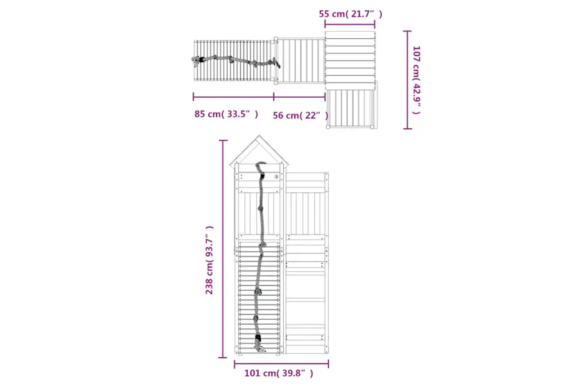 vidaXL 3156876 Playhouse With Climbing Wall Impregnated Wood Pine vidaXL 3156876 Playhouse With Climbing Wall Impregnated Wood Pine