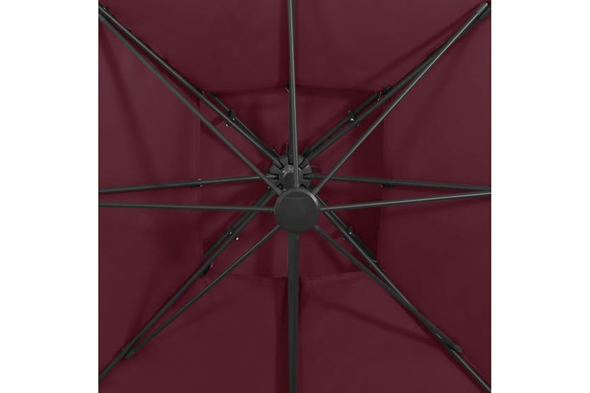 vidaXL 312380 Cantilever Umbrella With Double Top 300x300cm Bordeaux Red vidaXL 312380 Cantilever Umbrella With Double Top 300x300cm Bordeaux Red